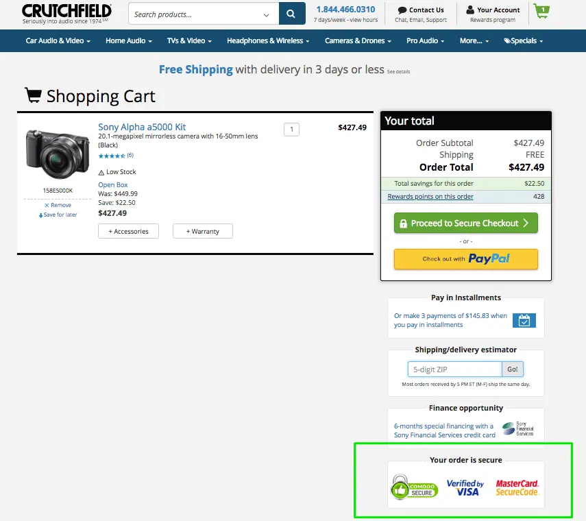 Example: Trust Icon and Reassuring Copy